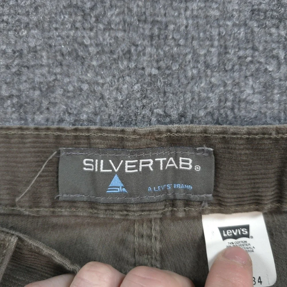 Vintage Silvertab Pants Mens 33x34 Brown Corduroy Carpenter Baggy Skater Y2K